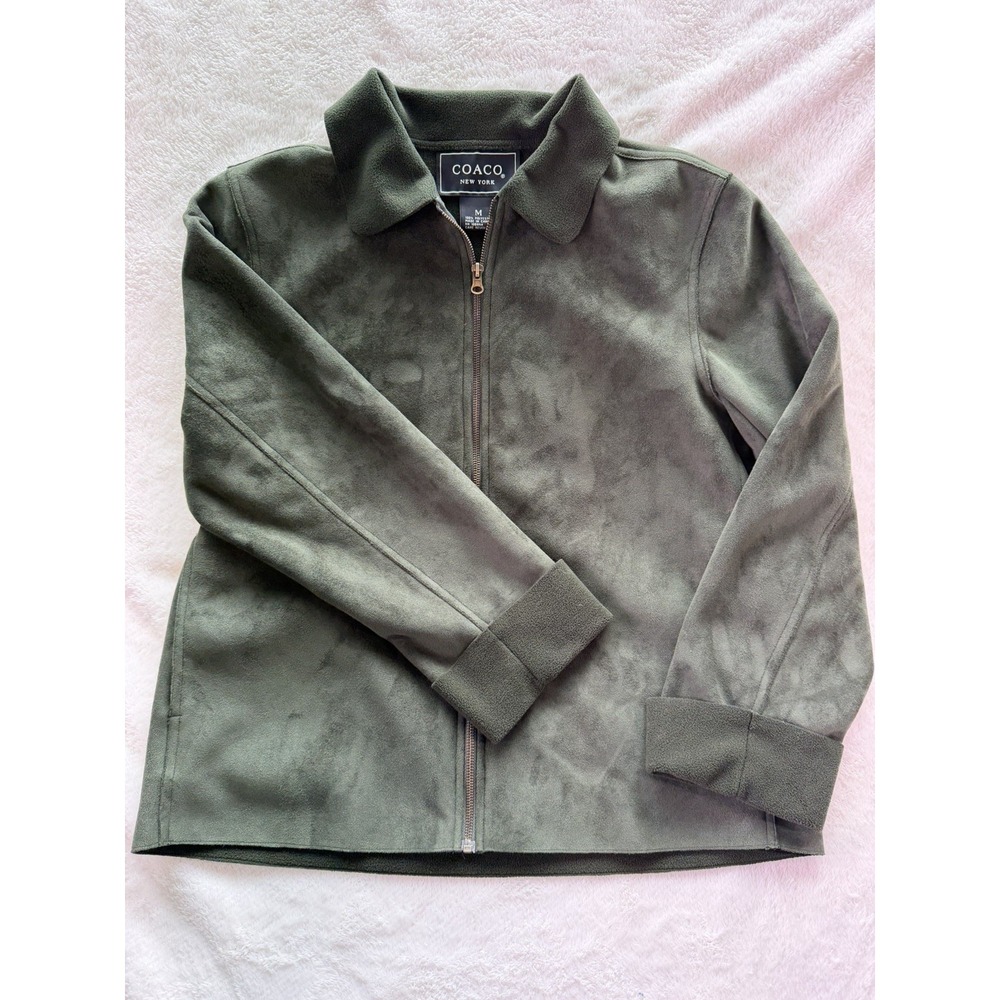 Coaco New York Women's Green Suede Micro Zip Jacket Size Medium